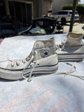 Converse High-Top Platform Sneakers in Off-White